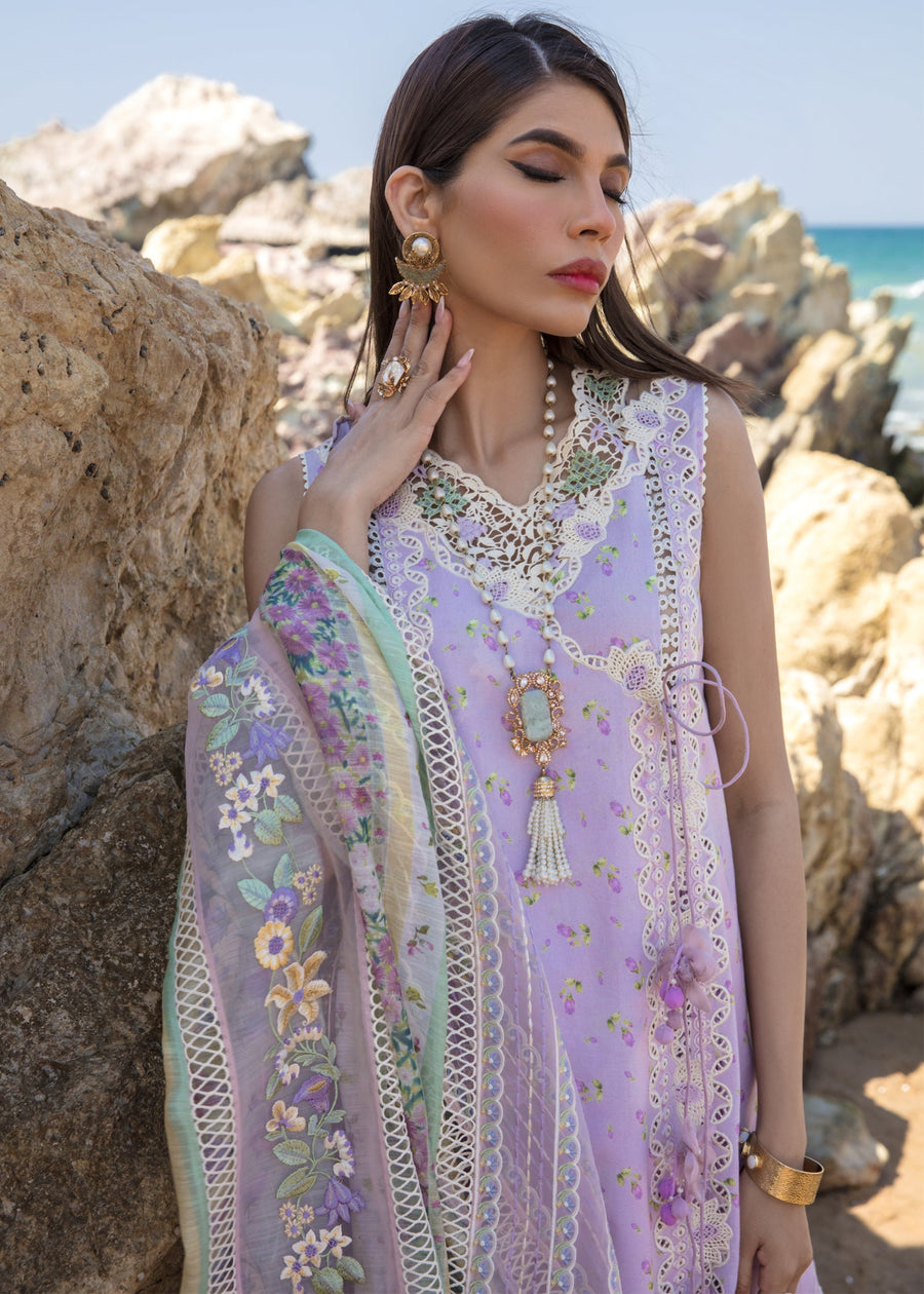 Crimson Embroidered Luxury Lawn Unstitched 3Pc Suit - Summer Rosettes (A)