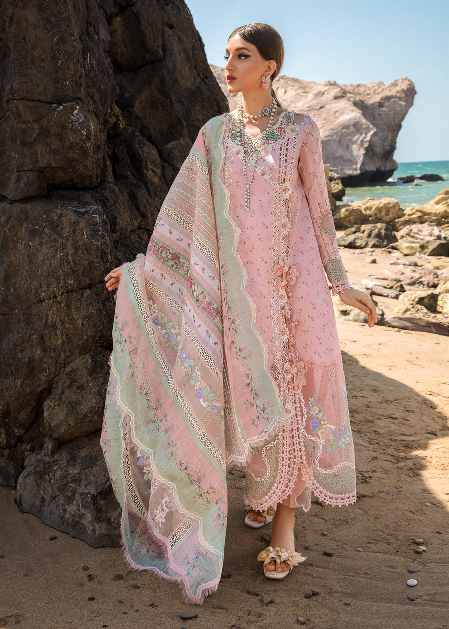 Crimson Embroidered Luxury Lawn Unstitched 3Pc Suit - Summer Rosettes (B)