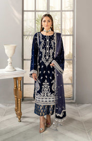 Asimah Khan Makhmal Festive Unstitched Velvet 3Pc Suit - TANZANITE