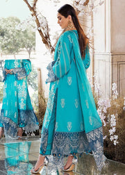 Afrozeh Luxury Lawn Unstitched 3 Piece Embroidered Suit D-02 Teal Swan - FaisalFabrics.pk