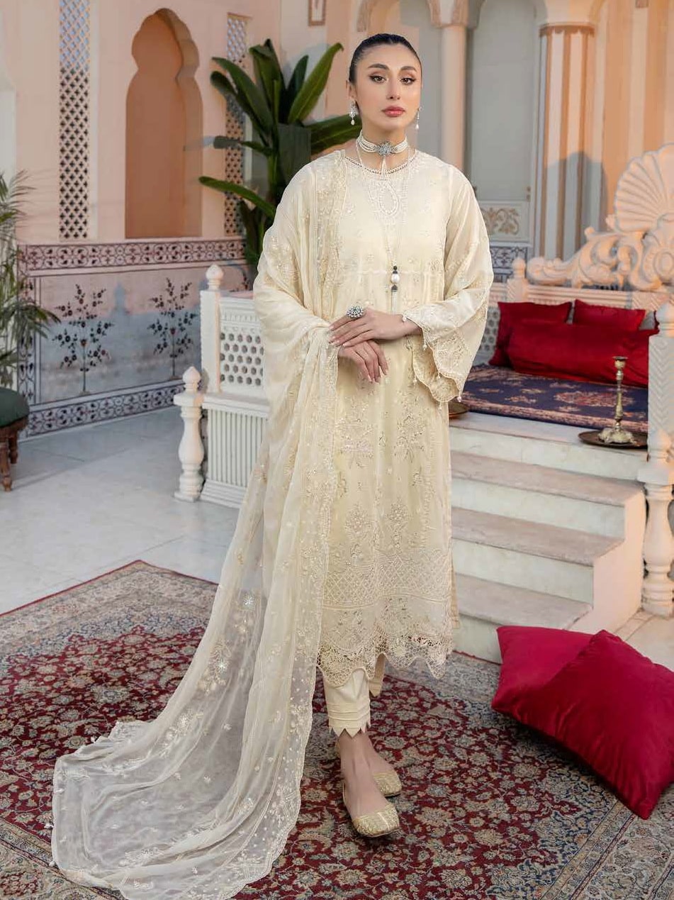 Riaz Rts Tehzeeb by Riaz Arts Unstitched Embroidered Swiss Voil 3Pc Suit TL-01
