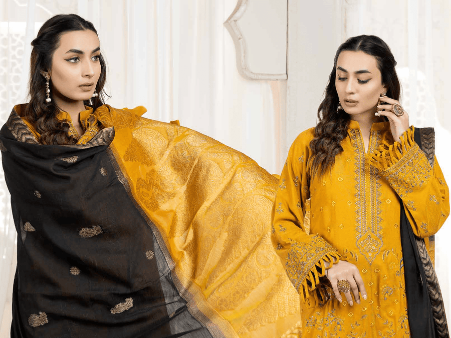 Tehzeeb by Riaz Arts Embroidered Leather Peach 3Pc Suit TL-169