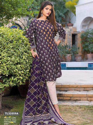 GulAhmed Summer Essential Lawn Unstitched Printed 2Pc Suit TL-32059A