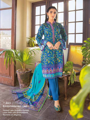 Gul Ahmed Essential Embroidered Lawn 2Pc Suit TL-343 - FaisalFabrics.pk