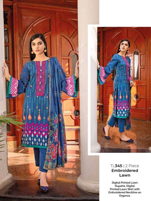 Gul Ahmed Essential Embroidered Lawn 2Pc Suit TL-345 - FaisalFabrics.pk