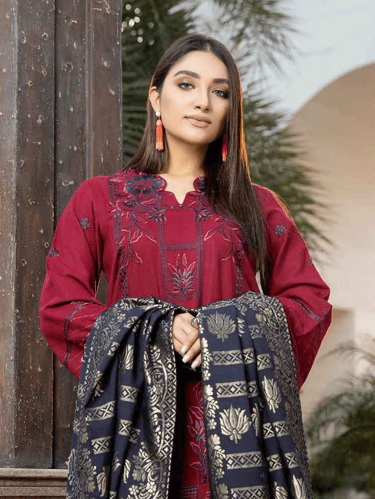 Tehzeeb by Riaz Arts Embroidered Suit With Velvet Shawl TL-73-2