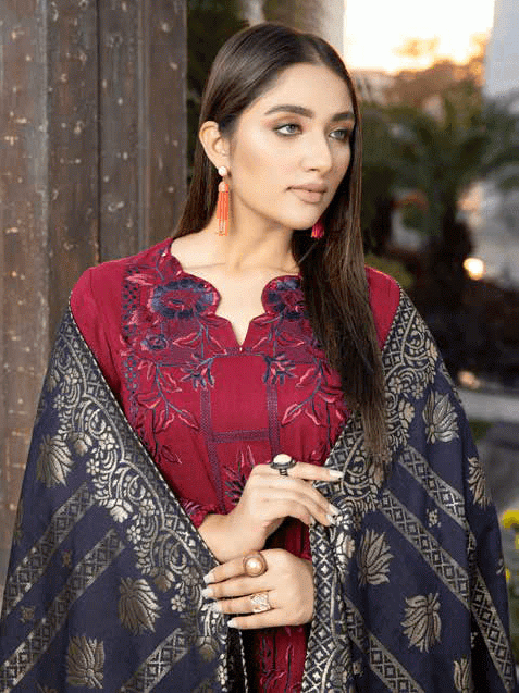 Tehzeeb by Riaz Arts Embroidered Suit With Velvet Shawl TL-73-3
