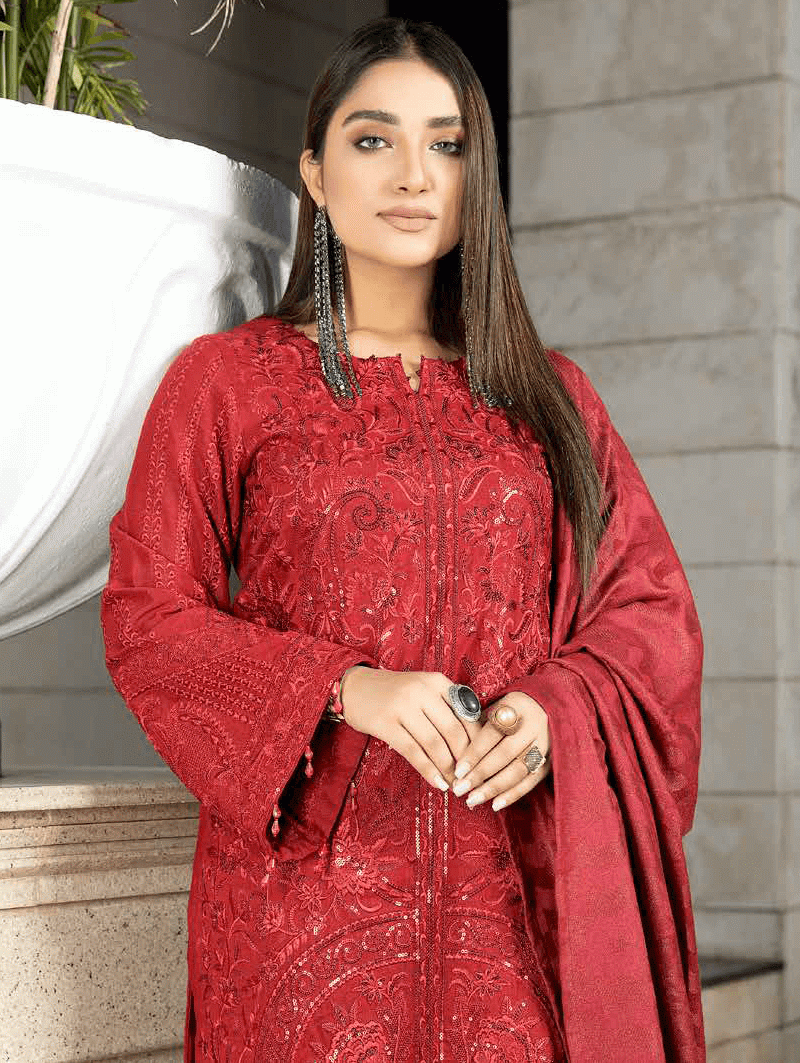 Tehzeeb by Riaz Arts Embroidered Suit With Velvet Shawl TL-76-3