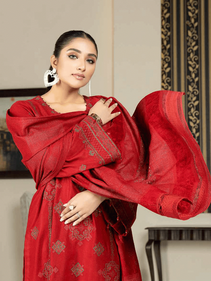 Tehzeeb by Riaz Arts Embroidered Suit With Velvet Shawl TL-79-4