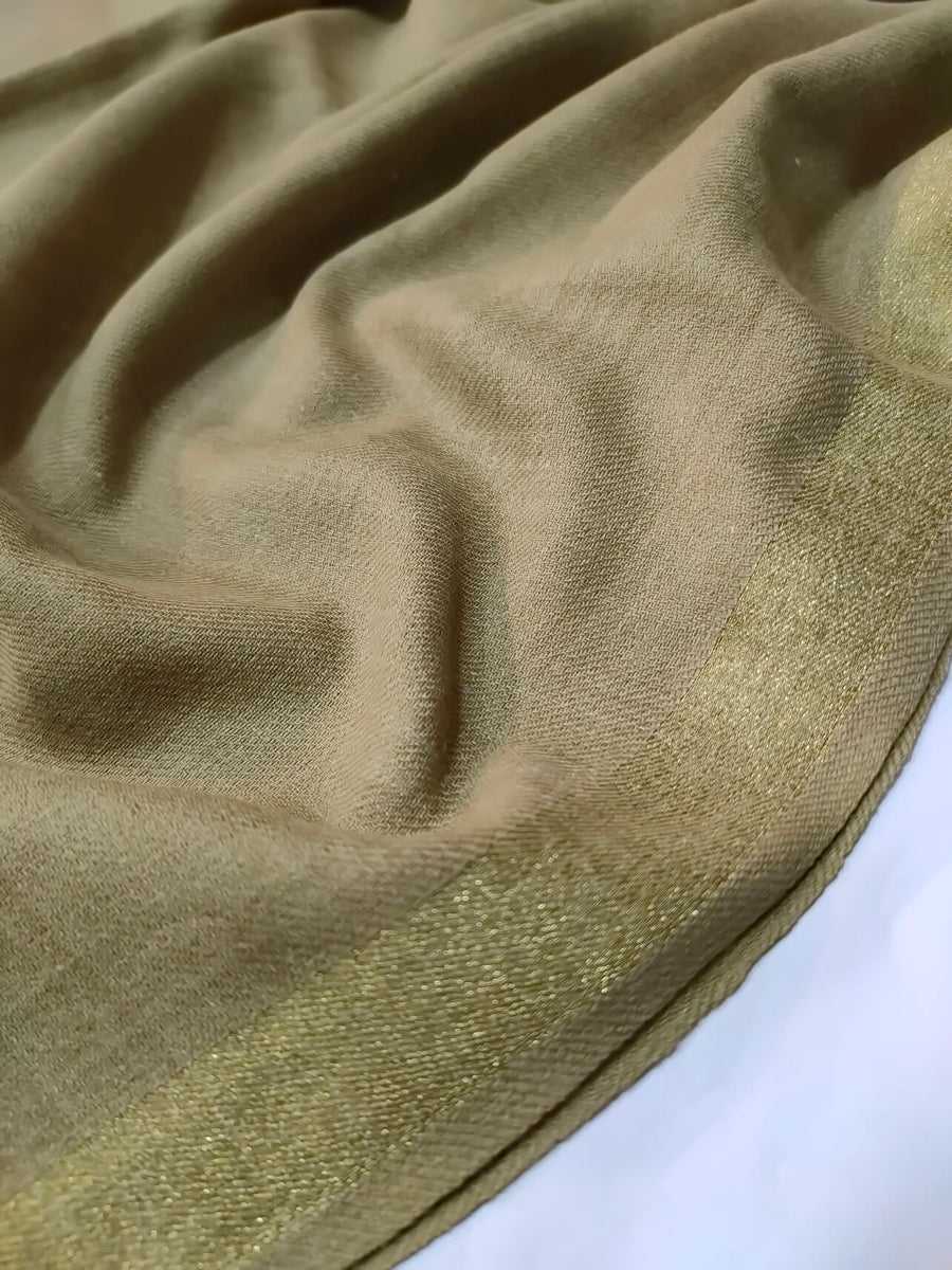 Womens Pashmina Wool Shawl with Banarasi Border RK21-69 - FaisalFabrics.pk