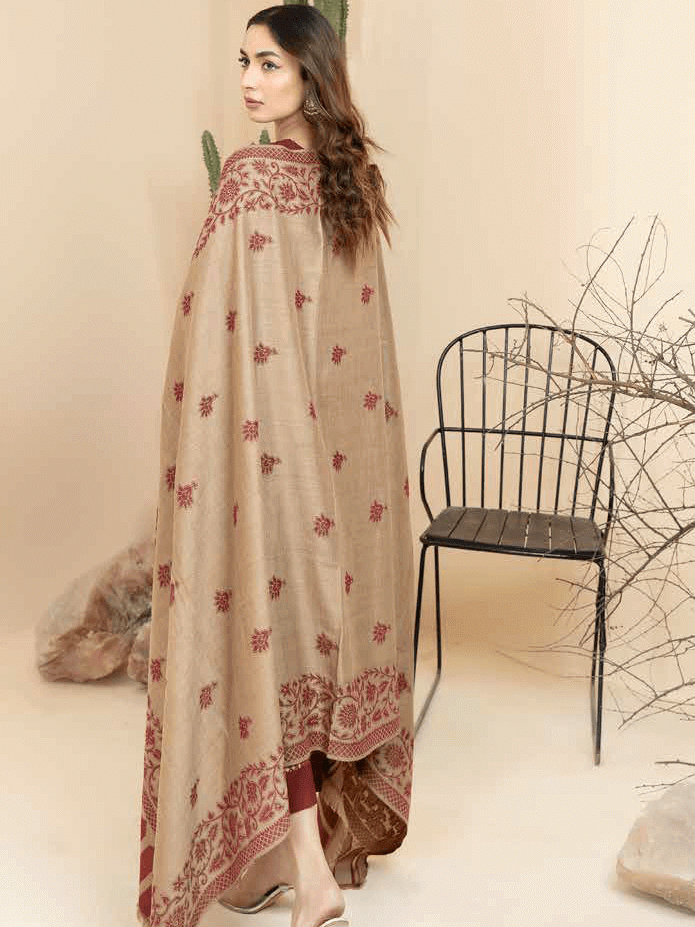 Tehzeeb by Riaz Arts khaddar with Jacquard Shawl 3Pc Suit TL-152-1