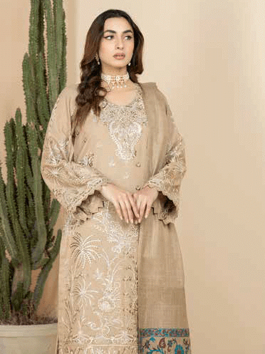 Tehzeeb by Riaz Arts khaddar with Jacquard Shawl 3Pc Suit TL-161-1