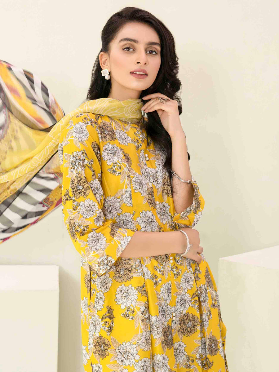 Limelight Printed Lawn Summer Unstitched 2020 3PC Suit U1172 Yellow - FaisalFabrics.pk
