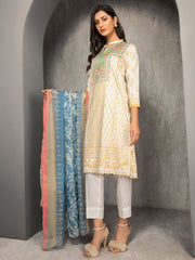 LimeLight Summer Unstitched Lawn 2 Piece Printed Suit U1194 Off White - FaisalFabrics.pk