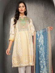 LimeLight Summer Unstitched Lawn 2 Piece Printed Suit U1194 Off White - FaisalFabrics.pk
