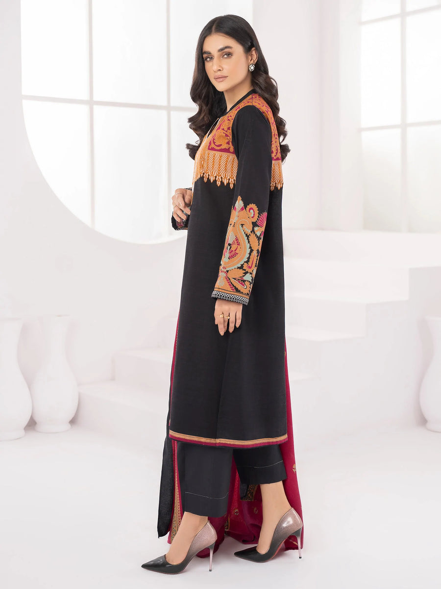 LimeLight Winter Unstitched Printed Khaddar 2Pc Suit U1415 Black