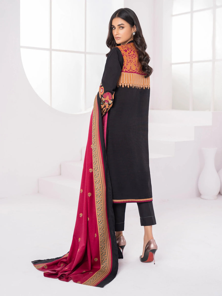 LimeLight Winter Unstitched Printed Khaddar 2Pc Suit U1415 Black