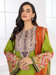 LimeLight Winter Unstitched Printed Khaddar 2Pc Suit U1415 Green