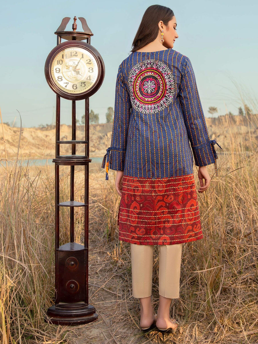 LimeLight Festive Eid Lawn Unstitched 1PCS Printed Shirt U1491 Blue - FaisalFabrics.pk