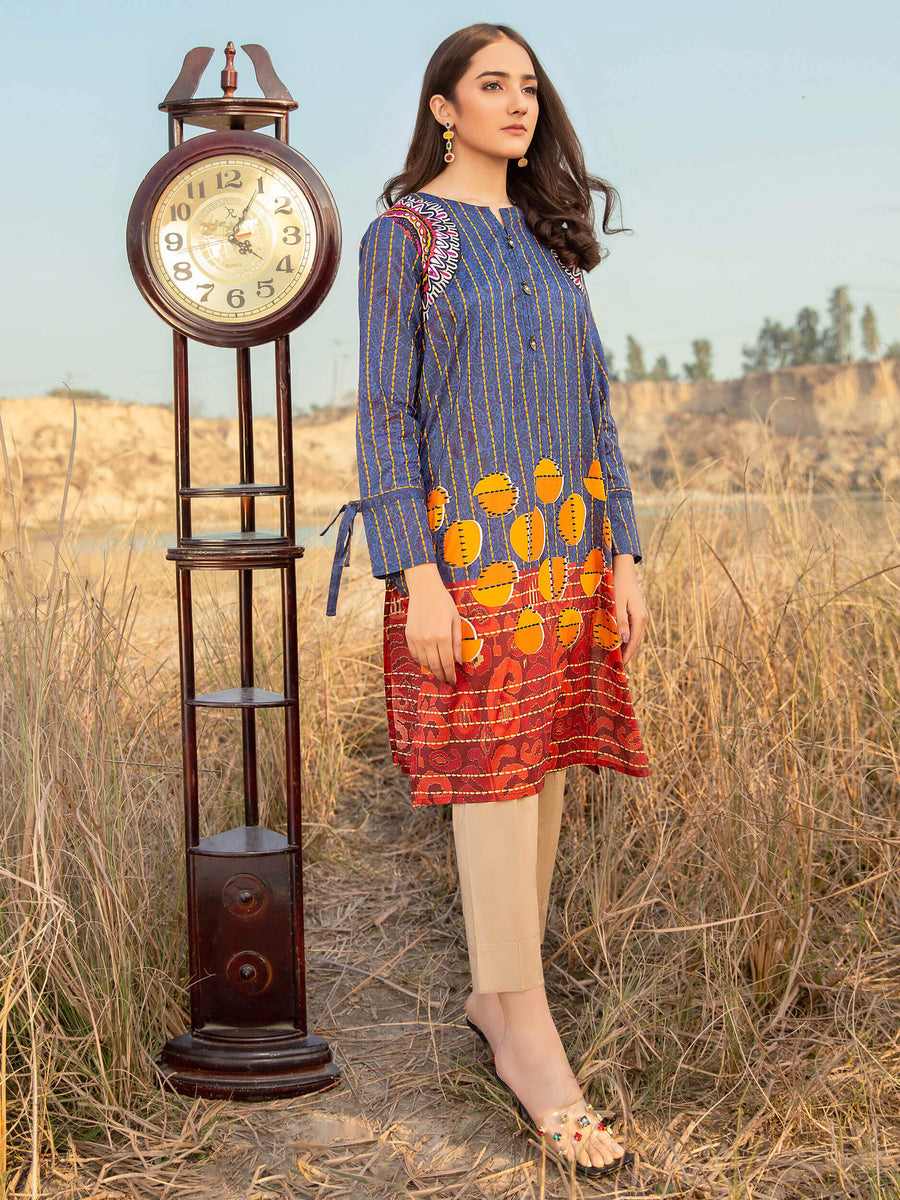 LimeLight Festive Eid Lawn Unstitched 1PCS Printed Shirt U1491 Blue - FaisalFabrics.pk