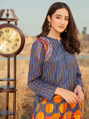 LimeLight Festive Eid Lawn Unstitched 1PCS Printed Shirt U1491 Blue - FaisalFabrics.pk