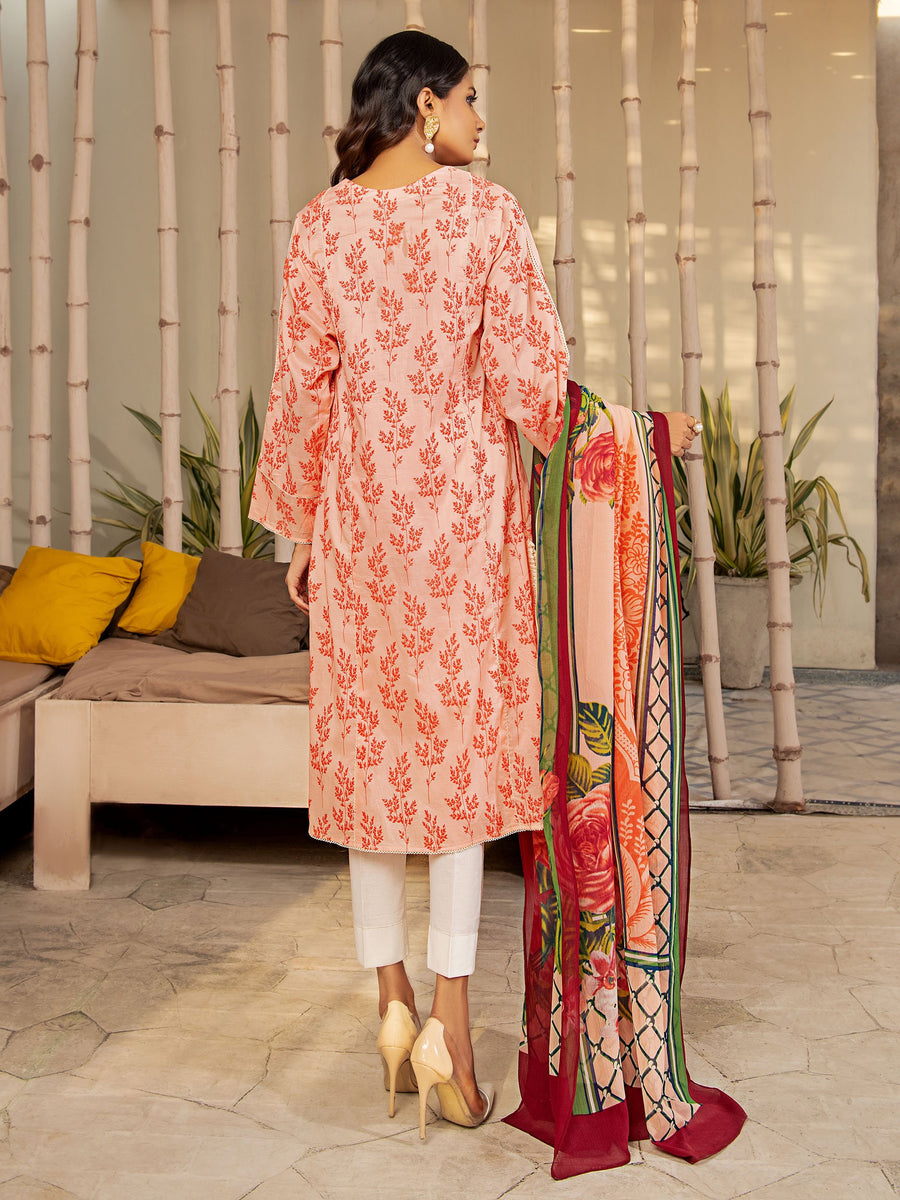 LimeLight Eid Vol-2 Unstitched Lawn 2 Piece Printed Suit U1522 Peach - FaisalFabrics.pk