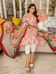 LimeLight Eid Vol-2 Unstitched Lawn 2 Piece Printed Suit U1522 Peach - FaisalFabrics.pk
