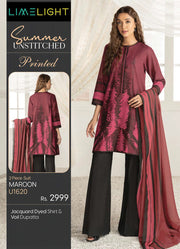 LimeLight Vol-02 Summer Unstitched Printed Lawn 2 Piece Suit U1620 Maroon