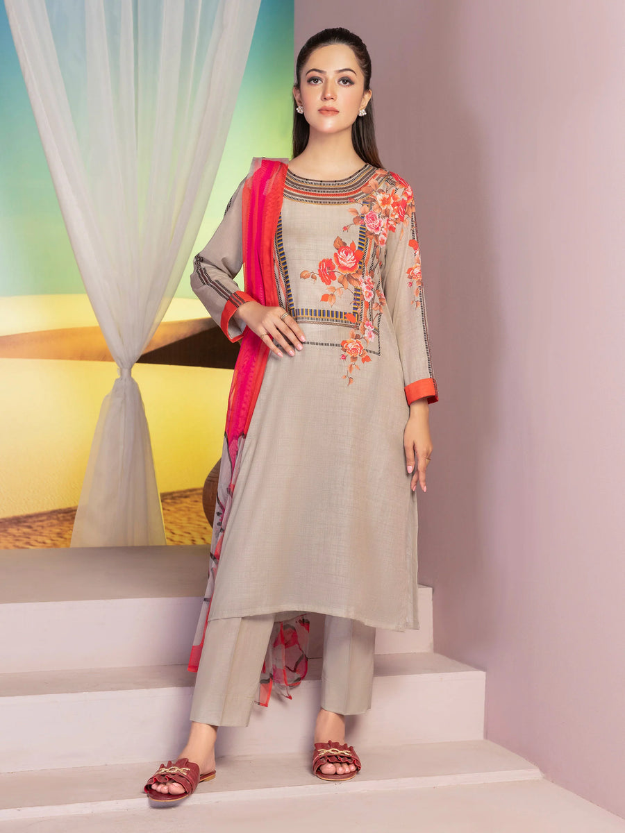 LimeLight Summer Unstitched Printed Lawn 3 Piece Suit U1626 Grey