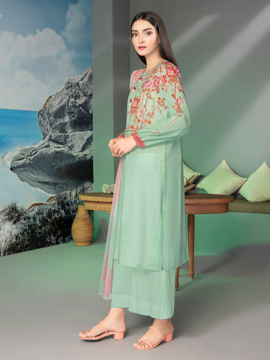LimeLight Summer Unstitched Printed Lawn 3 Piece Suit U1626 Sea Green