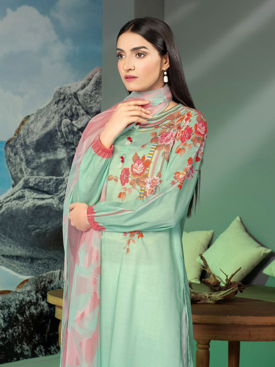 LimeLight Summer Unstitched Printed Lawn 3 Piece Suit U1626 Sea Green