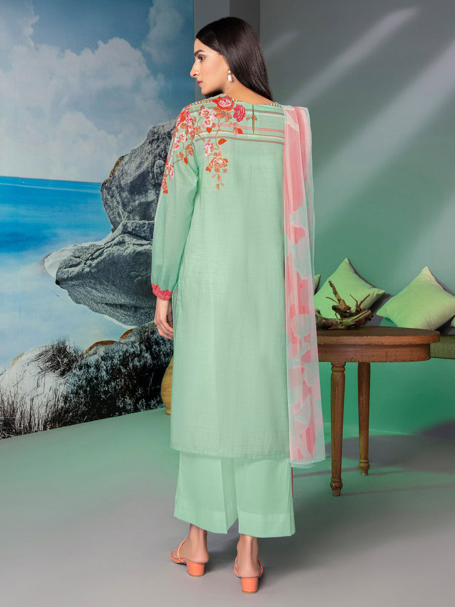 LimeLight Summer Unstitched Printed Lawn 3 Piece Suit U1626 Sea Green
