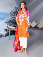 LimeLight Summer Unstitched Printed Lawn 2 Piece Suit U1750 Orange
