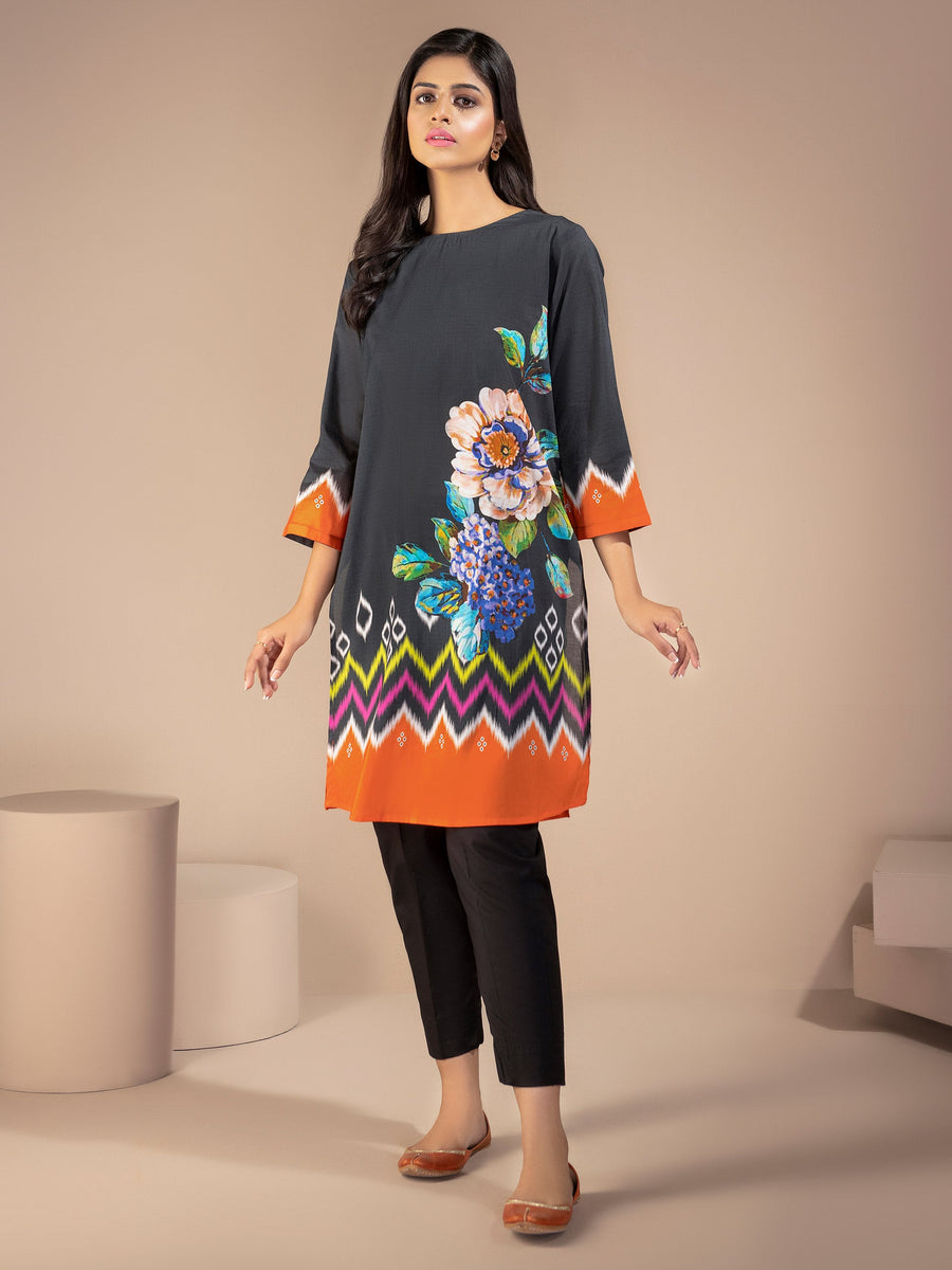 LimeLight Summer Unstitched Printed Lawn 1 Piece Shirt U1989 Charcoal Grey