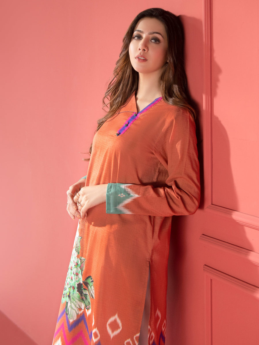 LimeLight Summer Unstitched Printed Lawn 1 Piece Shirt U1989 Peach