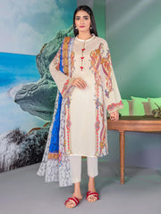 LimeLight Summer Unstitched Printed Lawn 2 Piece Suit U2043 Off White