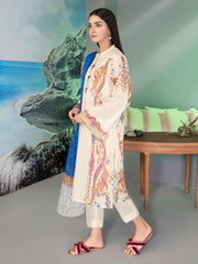 LimeLight Summer Unstitched Printed Lawn 2 Piece Suit U2043 Off White