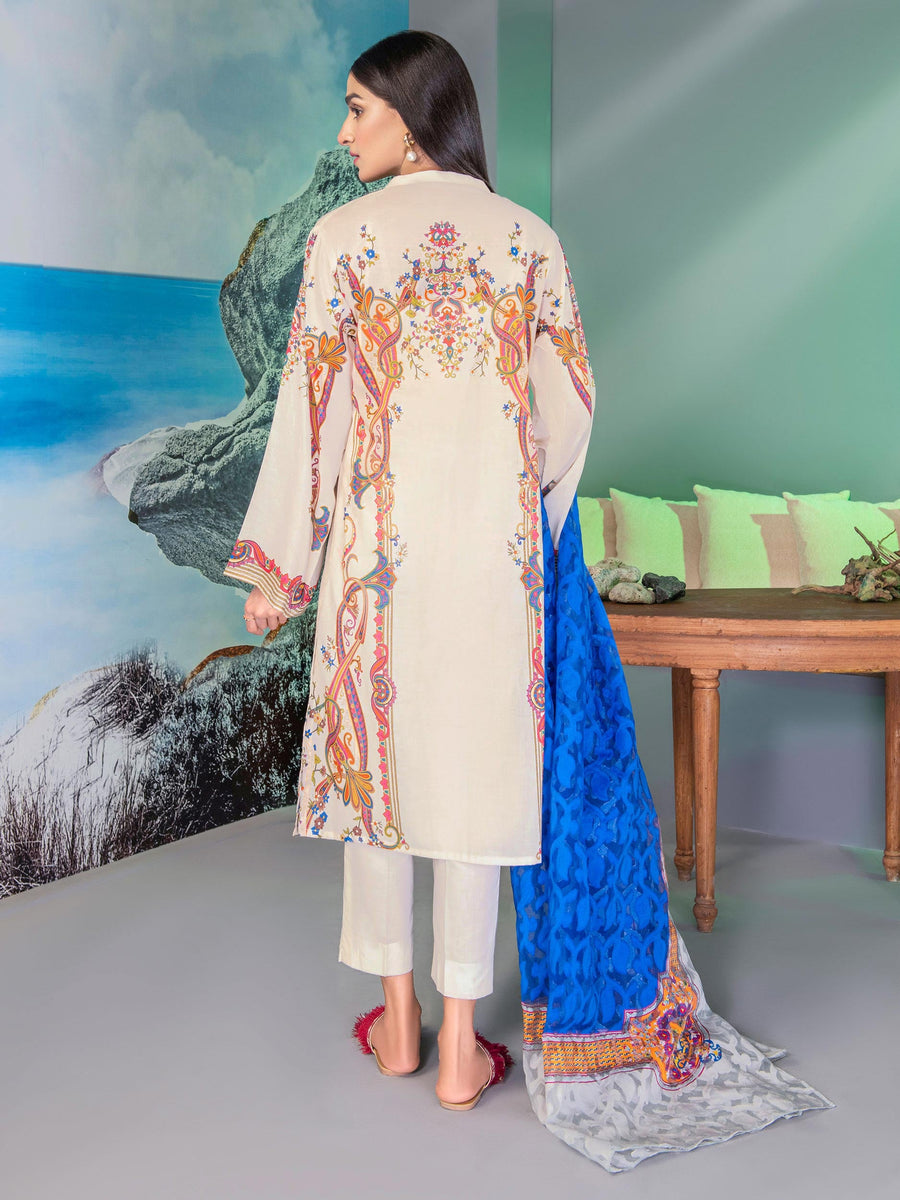 LimeLight Summer Unstitched Printed Lawn 2 Piece Suit U2043 Off White