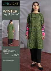 Limelight Winter Unstitched Printed Khaddar Shirt U2047 Parrot Green
