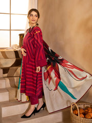 LimeLight Winter Unstitched Printed Khaddar 2Pc Suit U2062 Red