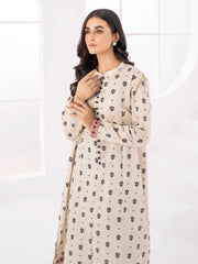LimeLight Winter Unstitched Printed Khaddar 2Pc Suit U2068 Cream