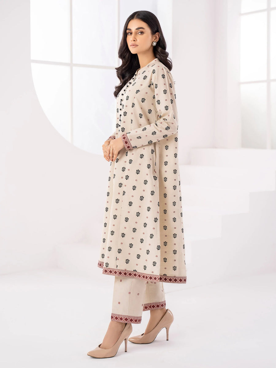 LimeLight Winter Unstitched Printed Khaddar 2Pc Suit U2068 Cream