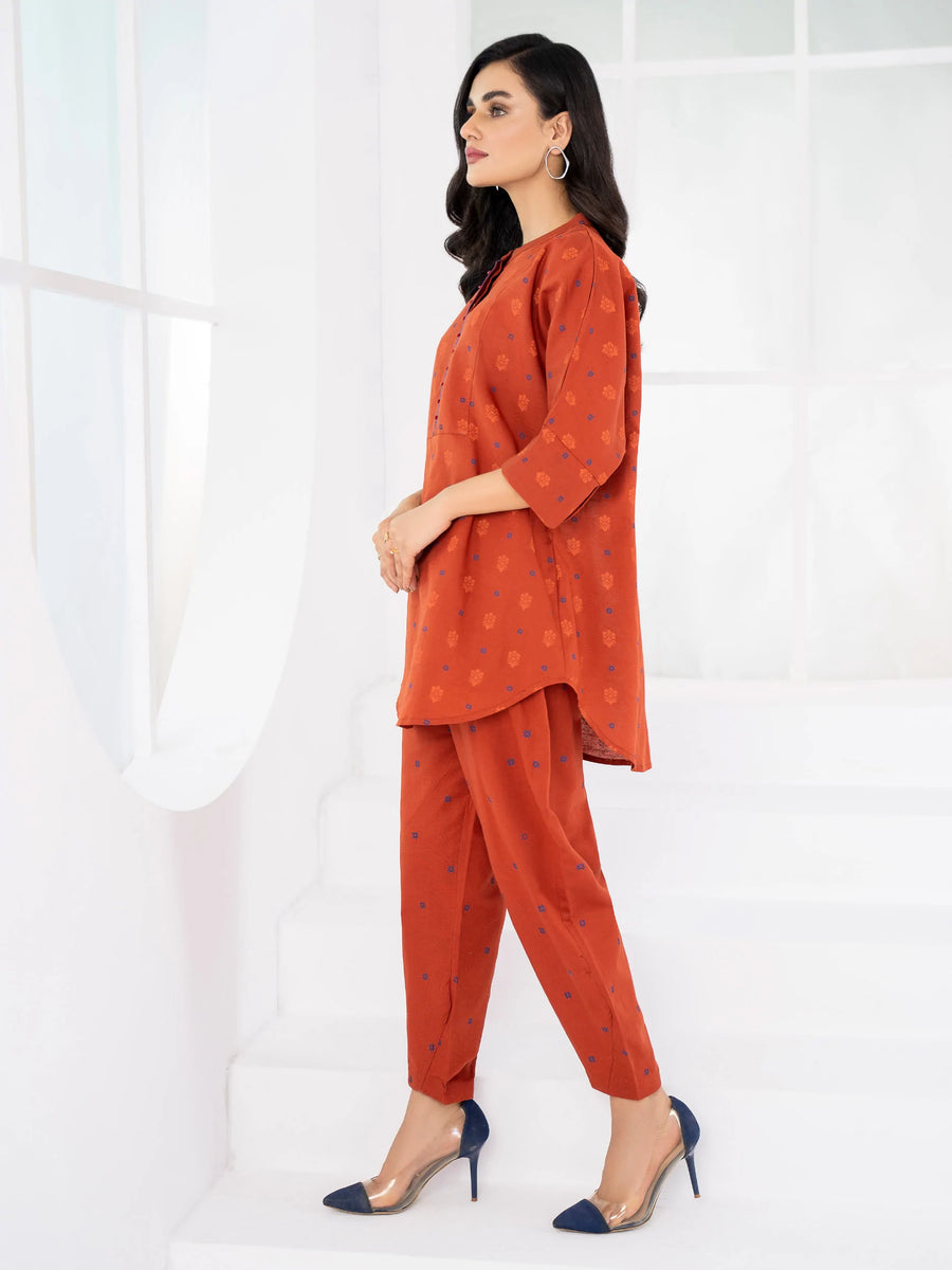 LimeLight Winter Unstitched Printed Khaddar 2Pc Suit U2068 Rust