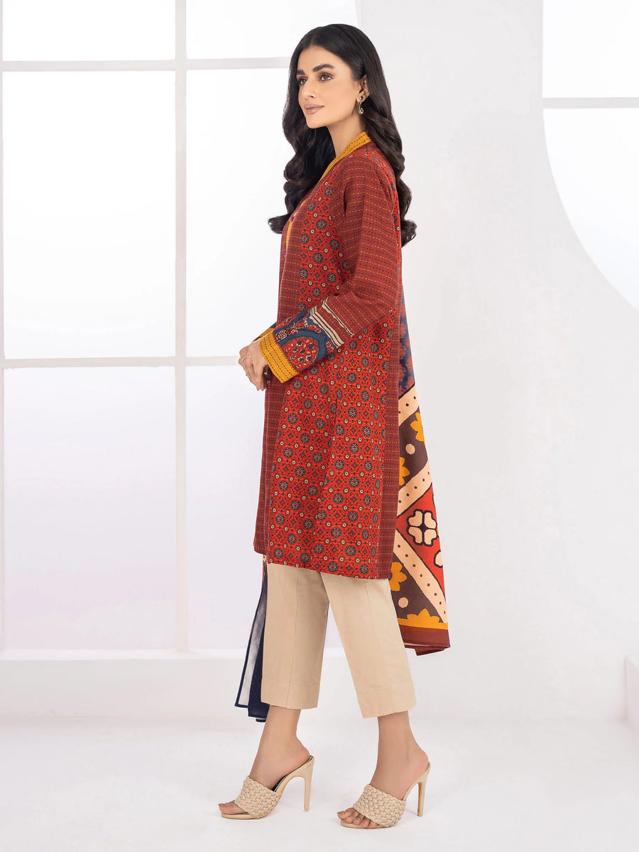 LimeLight Winter Unstitched Printed Khaddar 2Pc Suit U2071 Red