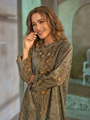 Limelight Winter Unstitched Khaddar Printed 1PC Shirt U2085 Light Green - FaisalFabrics.pk