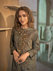 Limelight Winter Unstitched Khaddar Printed 1PC Shirt U2085 Light Green - FaisalFabrics.pk