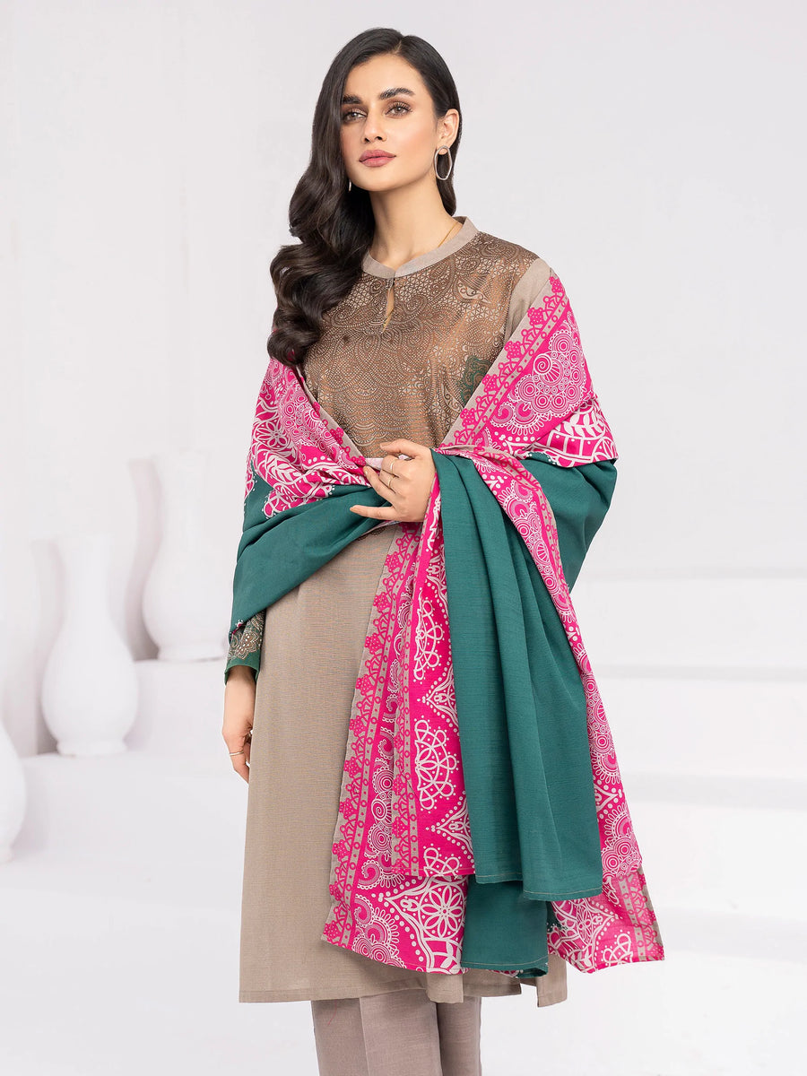 LimeLight Winter Unstitched Printed Khaddar 2Pc Suit U2086 Beige