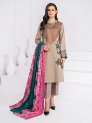 LimeLight Winter Unstitched Printed Khaddar 2Pc Suit U2086 Beige