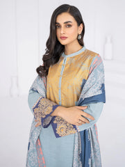 LimeLight Winter Unstitched Printed Khaddar 2Pc Suit U2086 Ice Blue