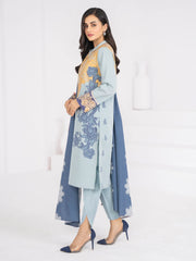 LimeLight Winter Unstitched Printed Khaddar 2Pc Suit U2086 Ice Blue